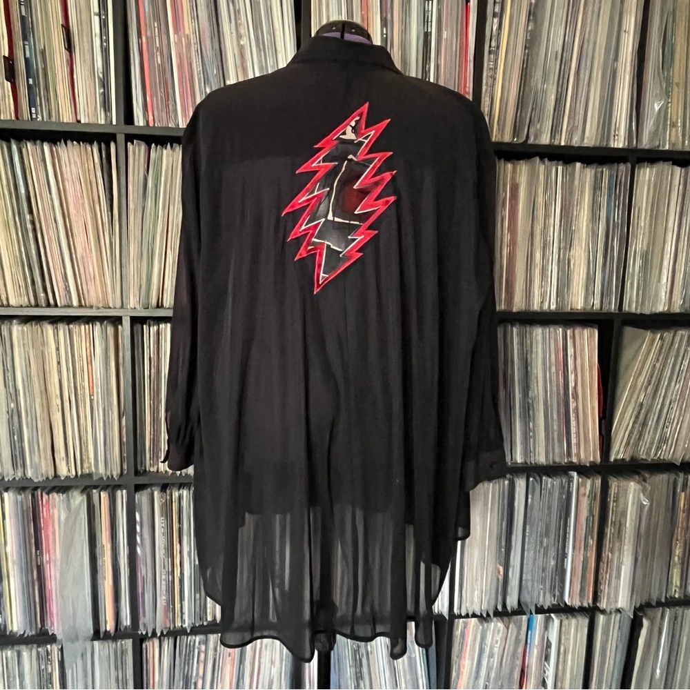 Stealie bolt SYF grateful Jerry Garcia silk artwork 💀 dead ❤️⚡️🖤 Anne Klein